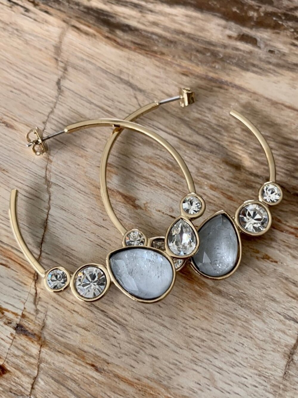 Dyrberg/Kern Rosalynn Swarovski crystal and quartz open hoop earrings